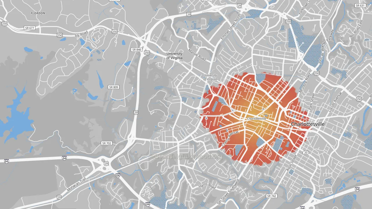 Transit Grade map of 22904, VA