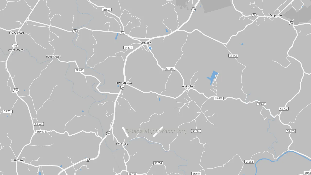 Transit Grade map of 22922, VA