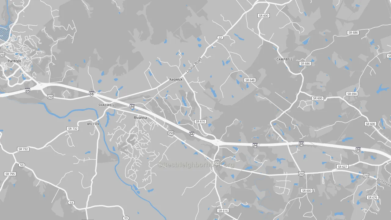 Transit Grade map of 22947, VA