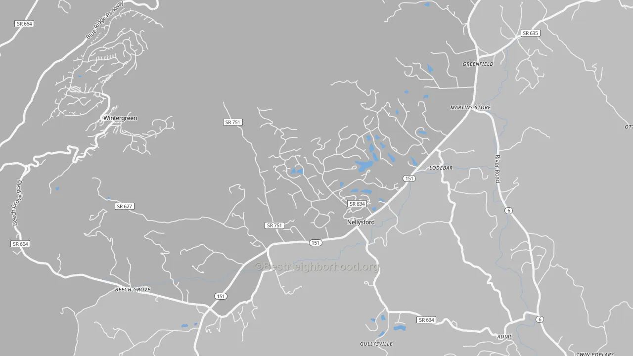 Transit Grade map of 22958, VA