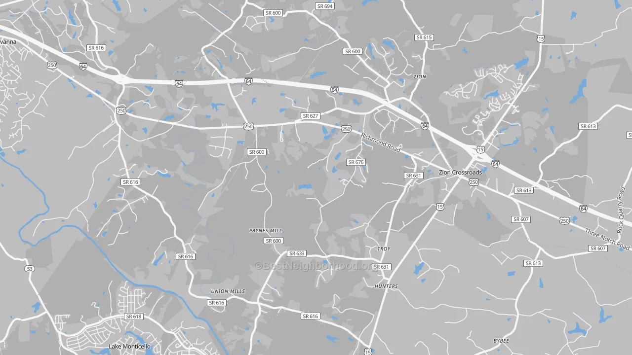 Transit Grade map of 22974, VA