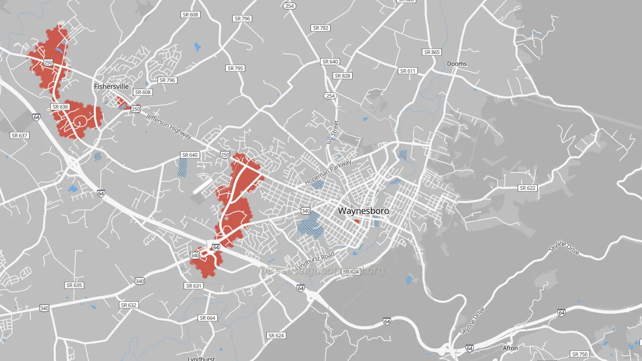 Transit Grade map of 22980, VA