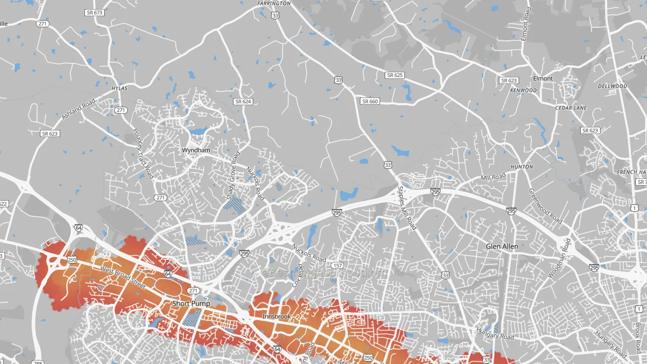 Transit Grade map of 23059, VA