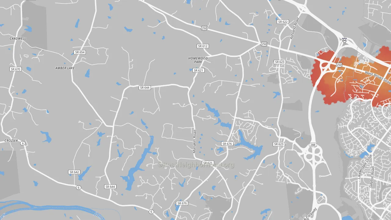 Transit Grade map of 23103, VA