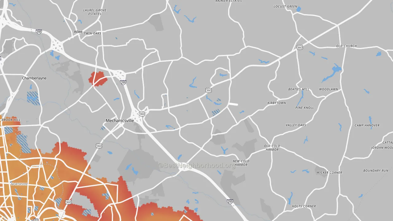 Transit Grade map of 23111, VA