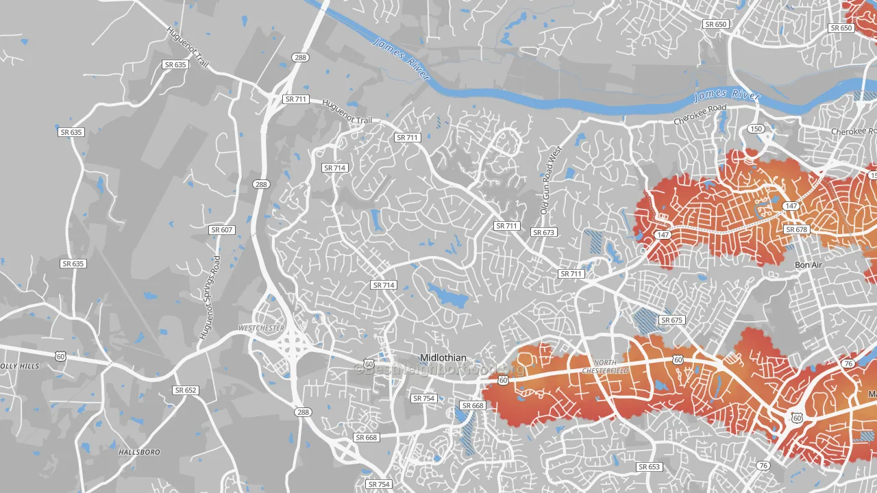 Transit Grade map of 23113, VA