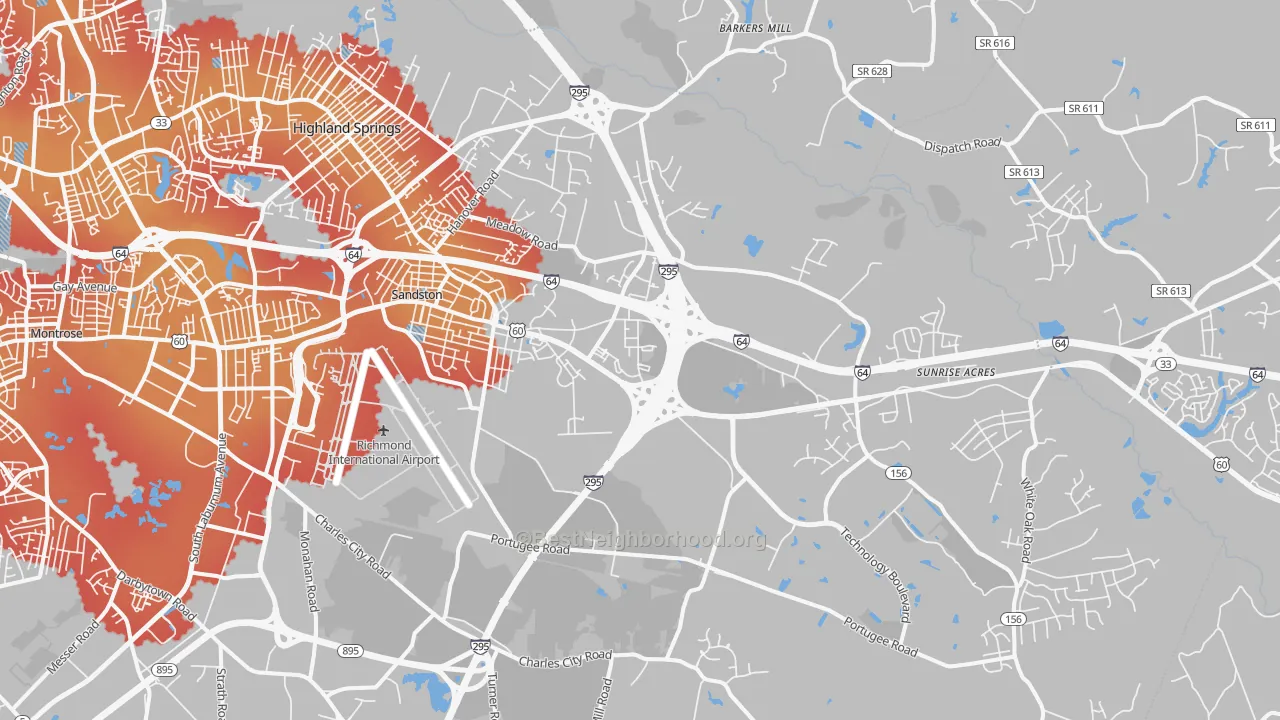 Transit Grade map of 23150, VA