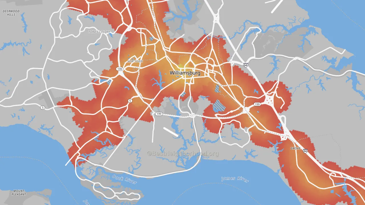 Transit Grade map of 23185, VA