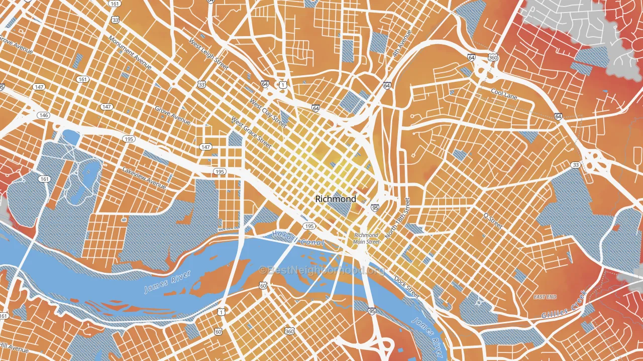 Transit Grade map of 23219, VA