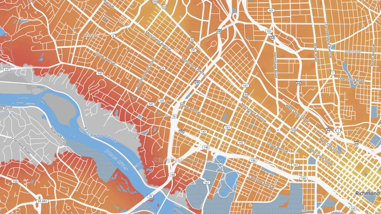 Transit Grade map of 23221, VA