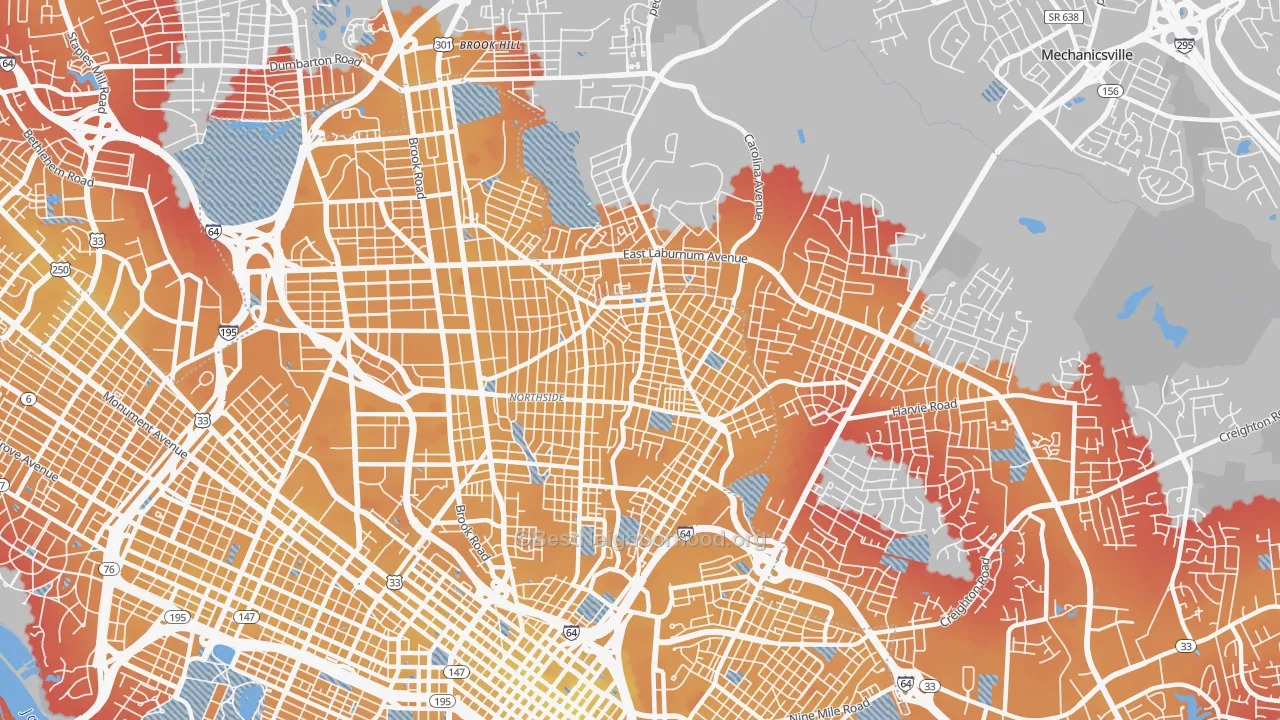Transit Grade map of 23222, VA