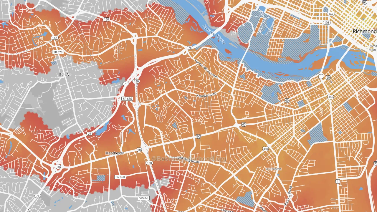 Transit Grade map of 23225, VA