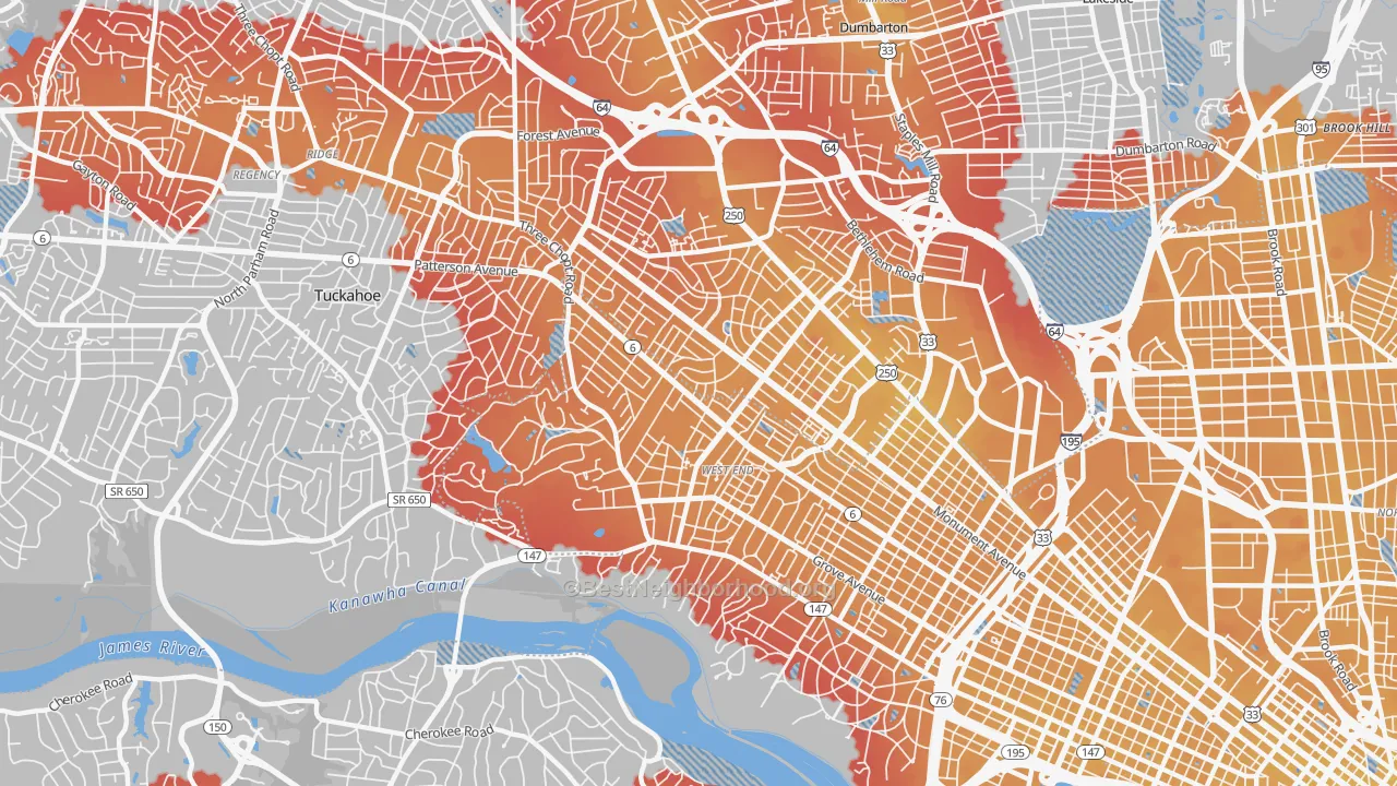 Transit Grade map of 23226, VA