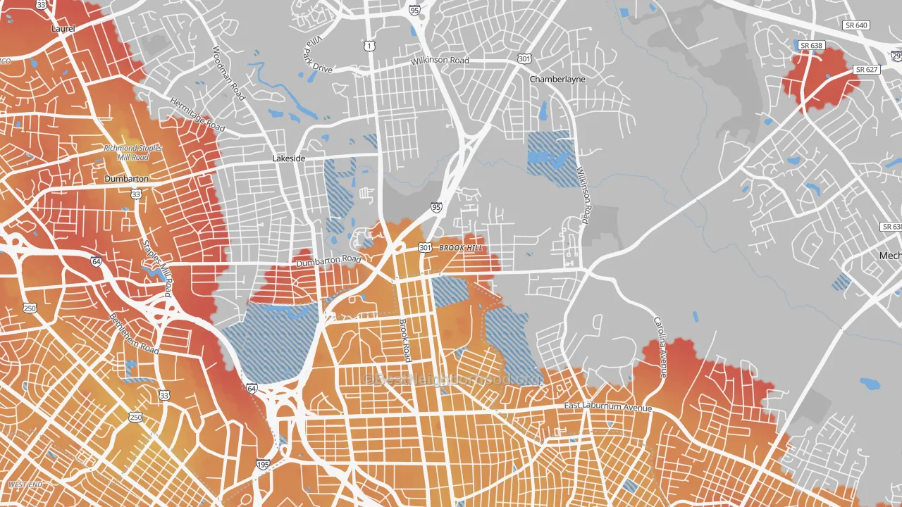 Transit Grade map of 23227, VA