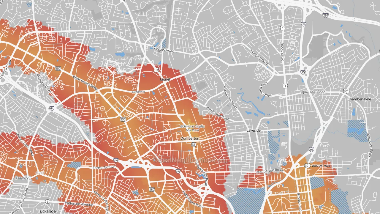 Transit Grade map of 23228, VA