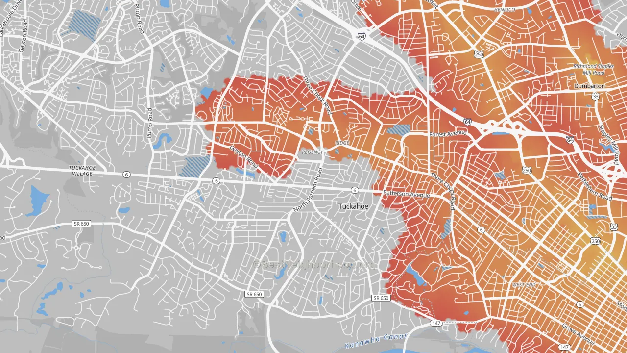Transit Grade map of 23229, VA