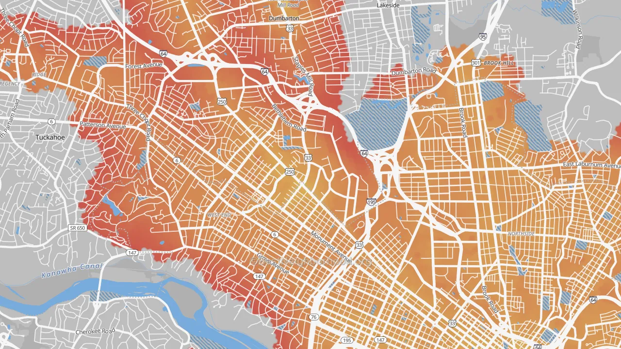 Transit Grade map of 23230, VA