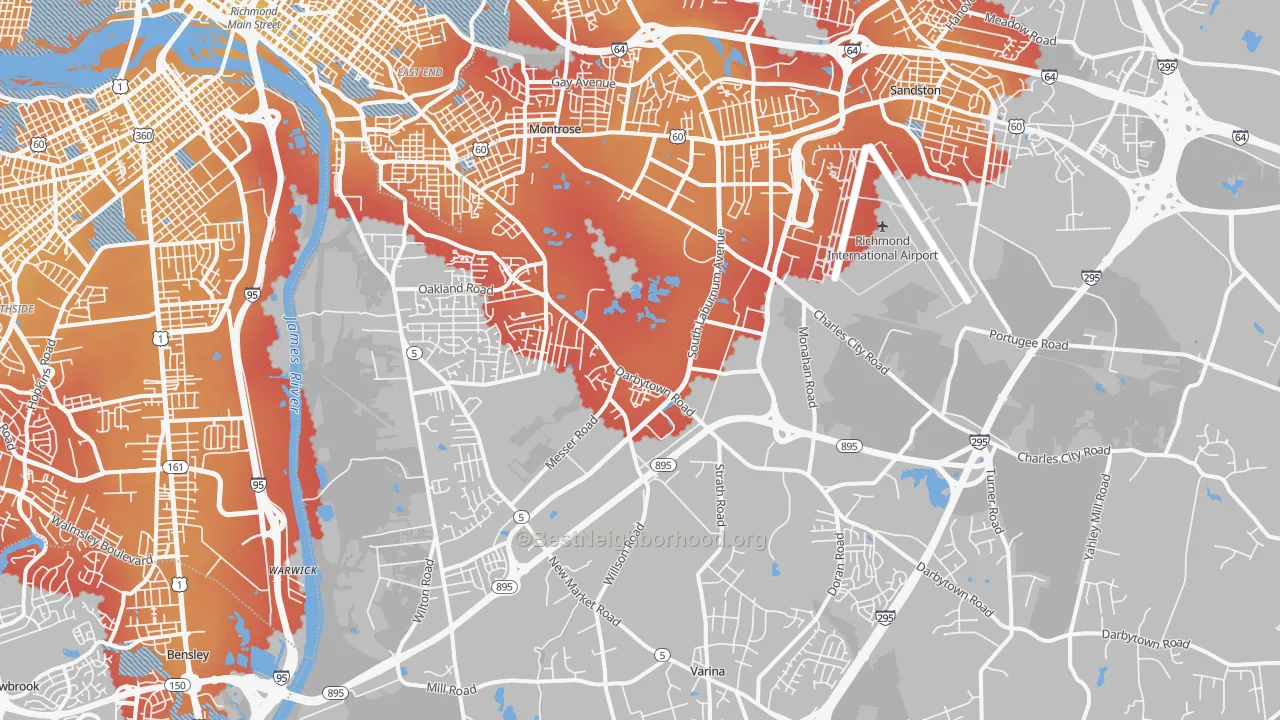 Transit Grade map of 23231, VA