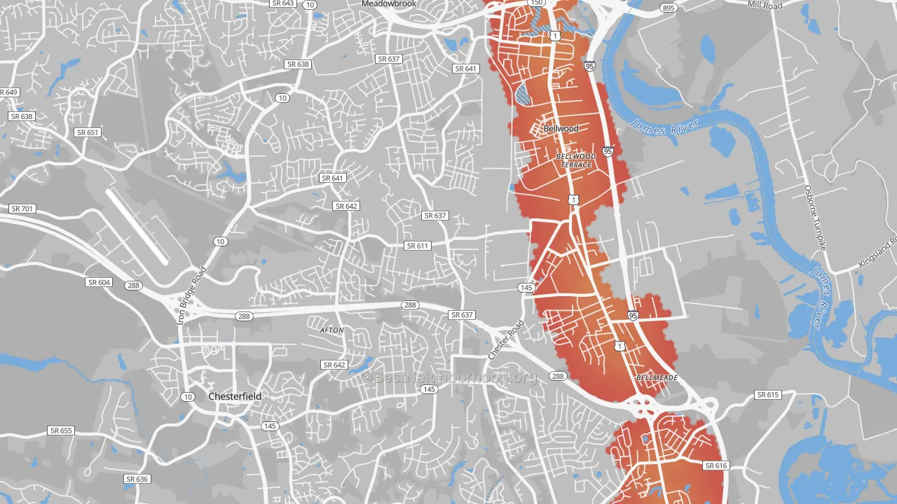 Transit Grade map of 23237, VA