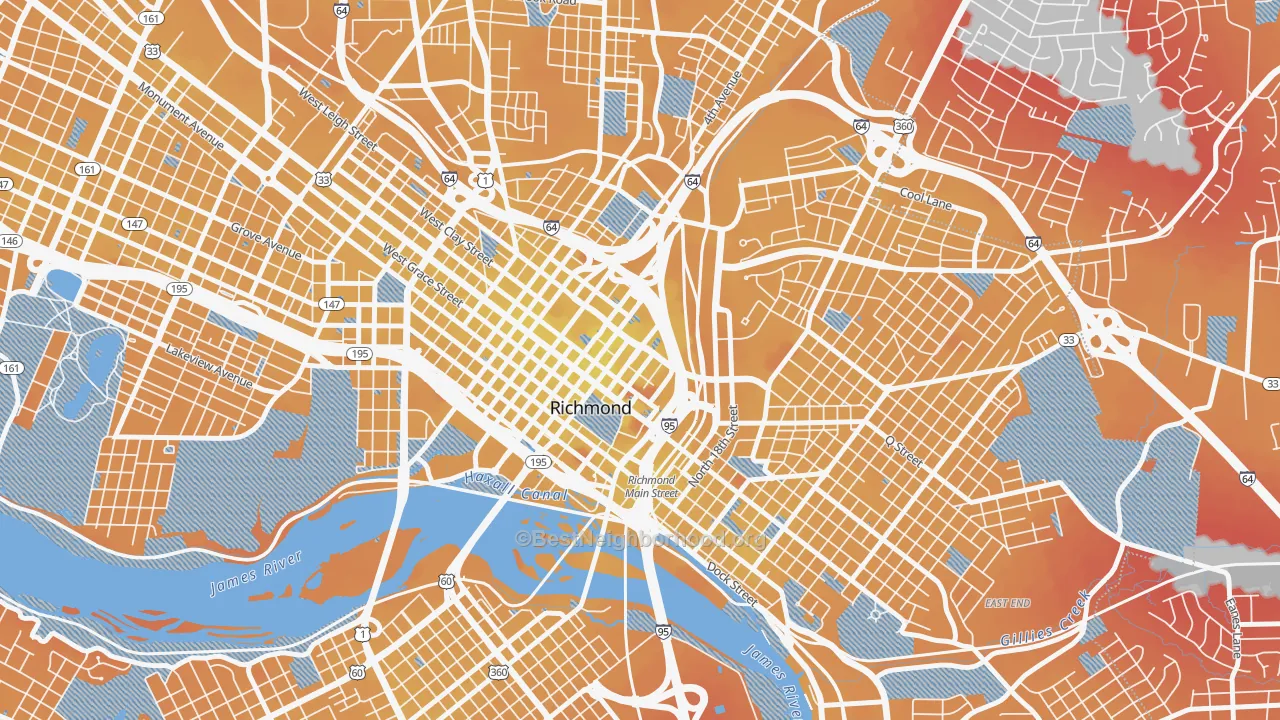 Transit Grade map of 23298, VA