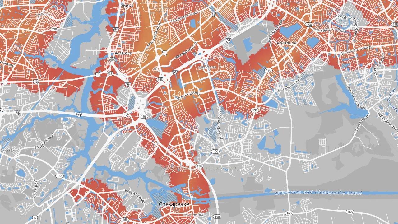 Transit Grade map of 23320, VA