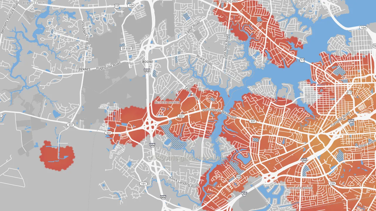 Transit Grade map of 23321, VA