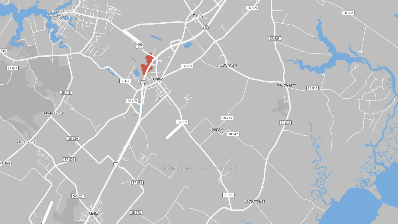 Transit Grade map of 23418, VA