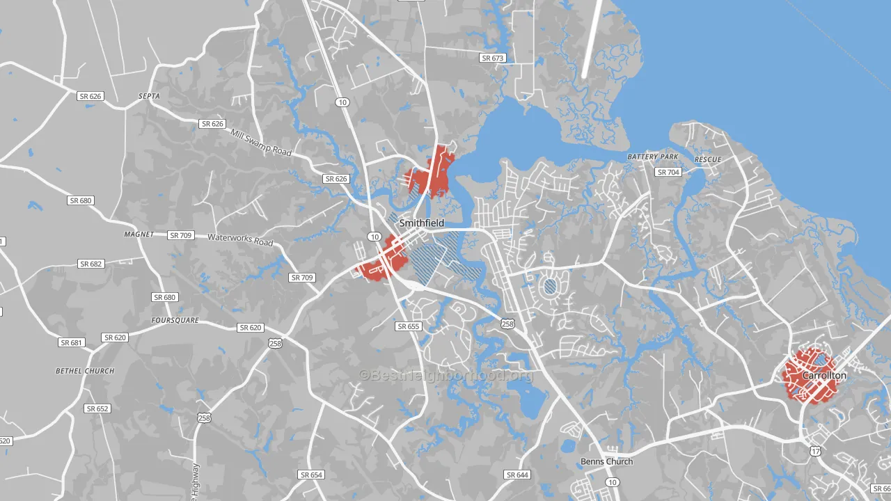 Transit Grade map of 23430, VA