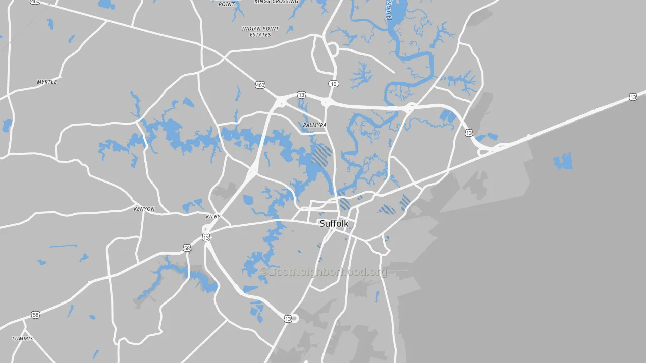 Transit Grade map of 23434, VA