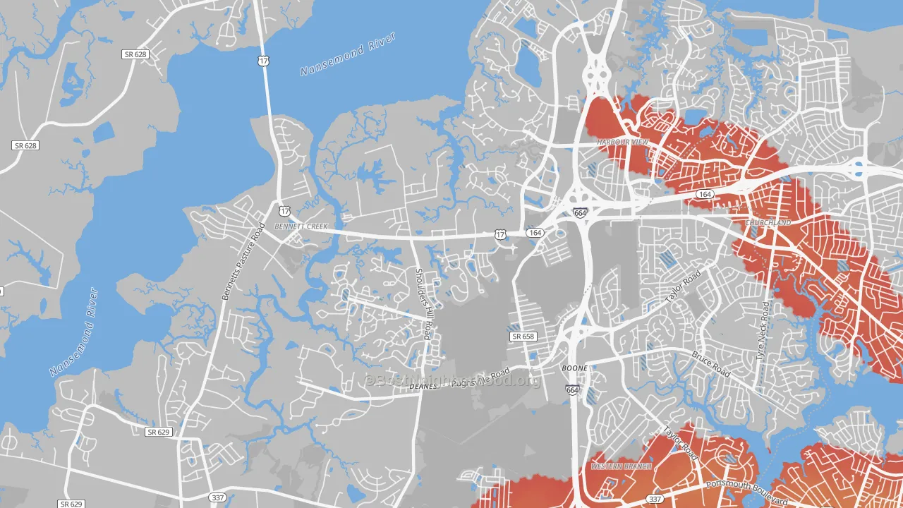 Transit Grade map of 23435, VA