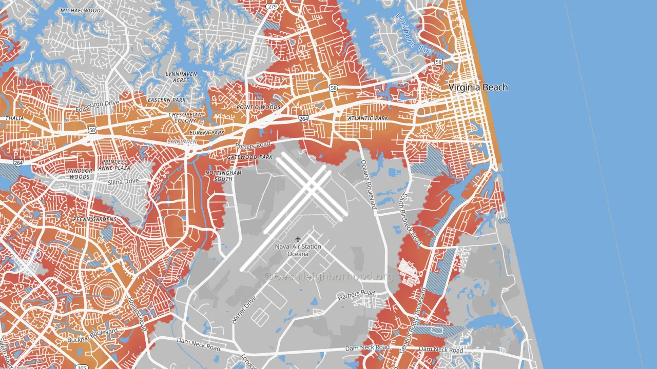 Transit Grade map of 23454, VA