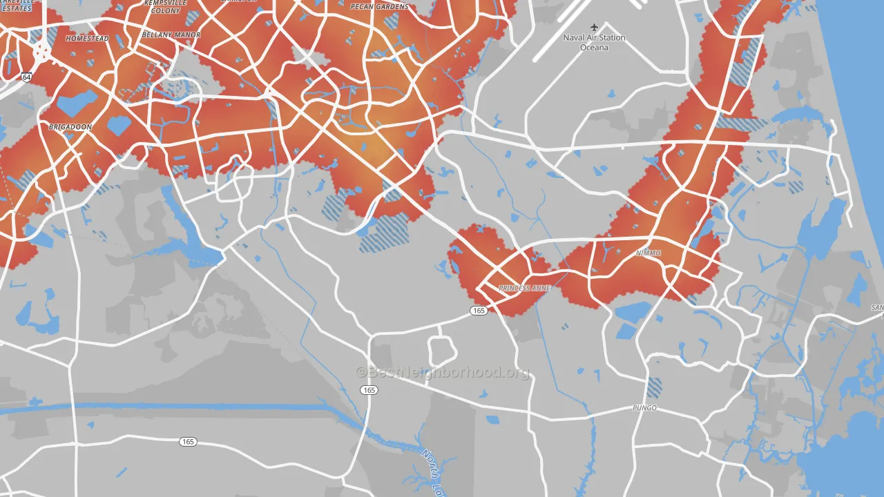 Transit Grade map of 23456, VA