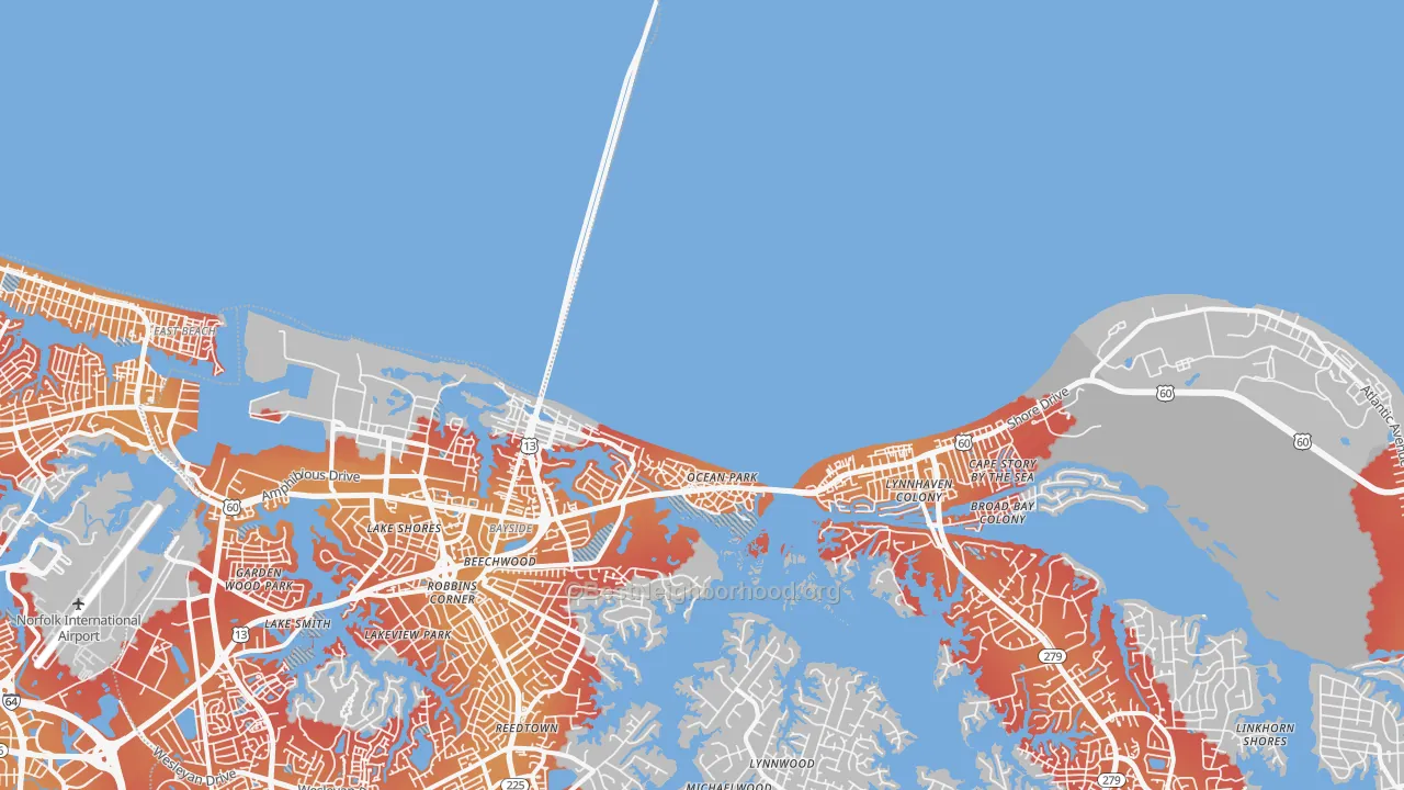 Transit Grade map of 23459, VA