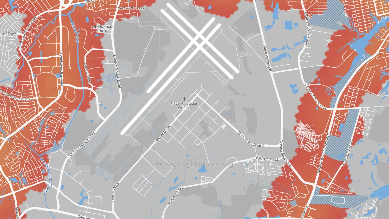 Transit Grade map of 23460, VA