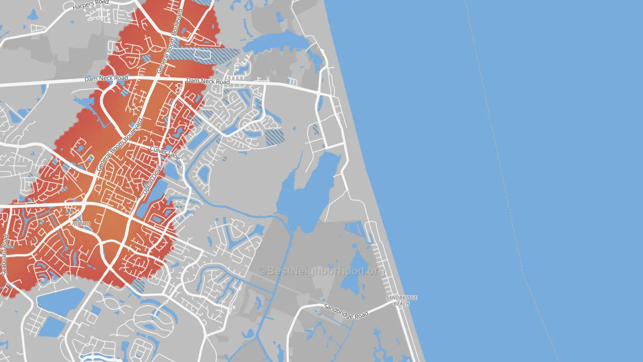 Transit Grade map of 23461, VA