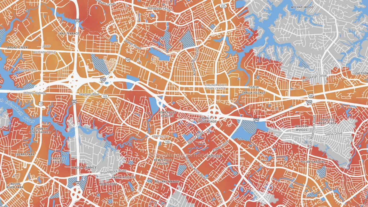 Transit Grade map of 23462, VA