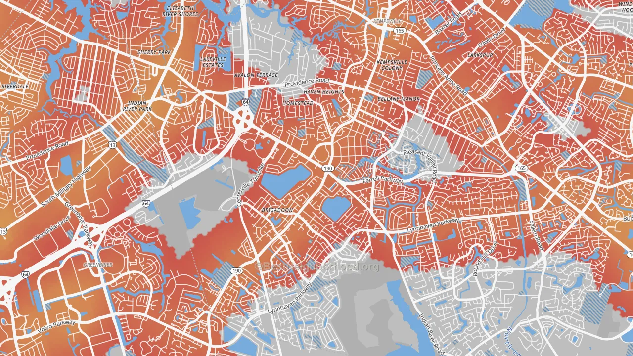 Transit Grade map of 23464, VA