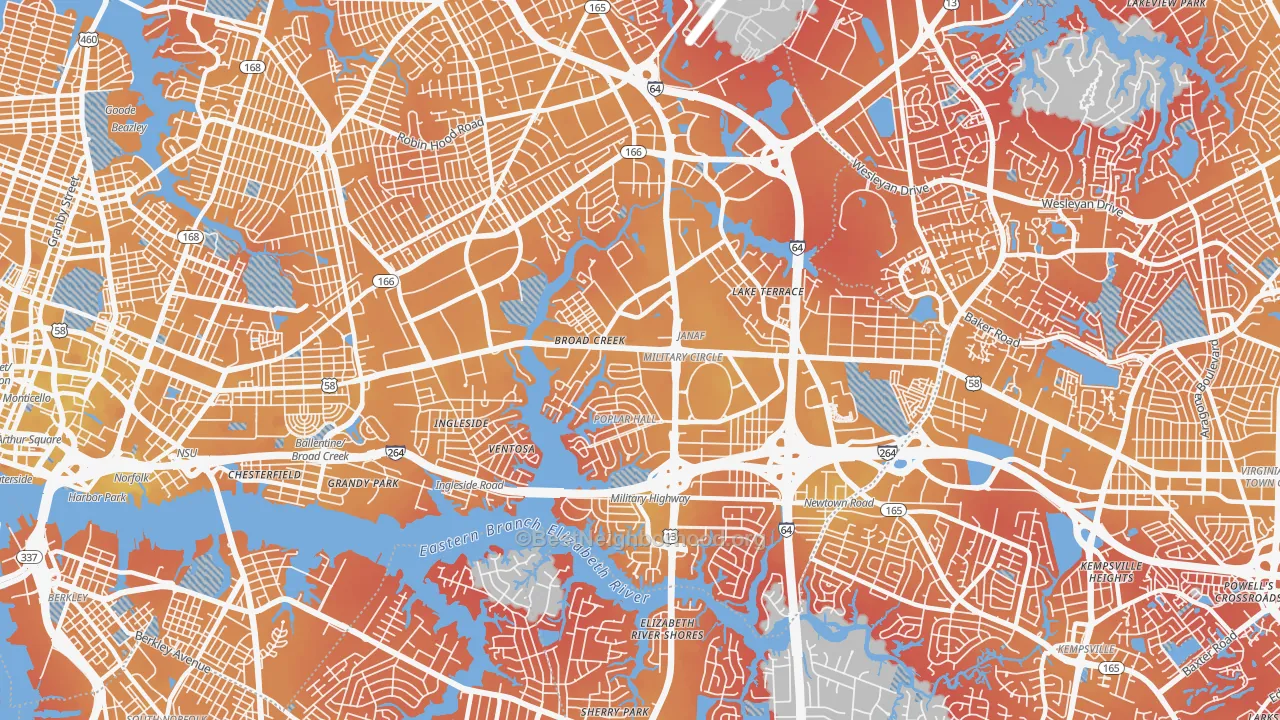Transit Grade map of 23502, VA