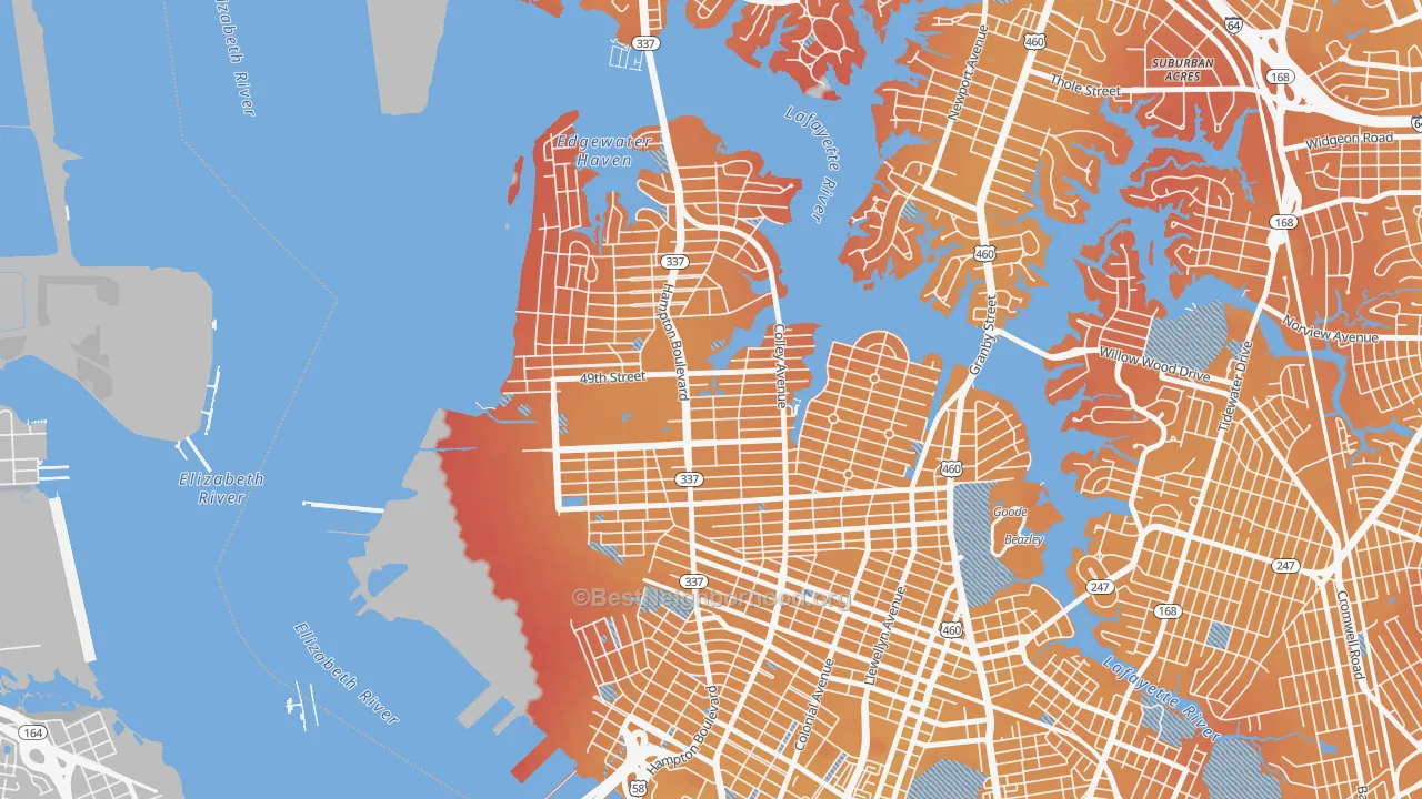Transit Grade map of 23508, VA
