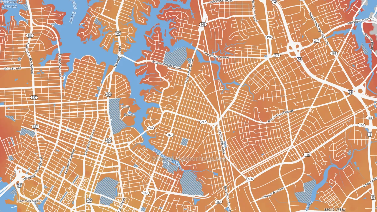 Transit Grade map of 23509, VA