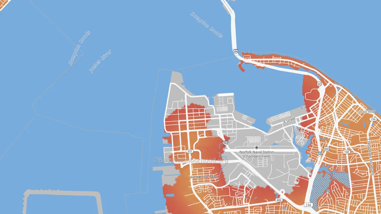 Transit Grade map of 23511, VA