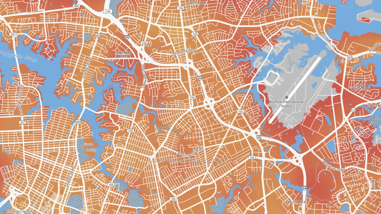 Transit Grade map of 23513, VA