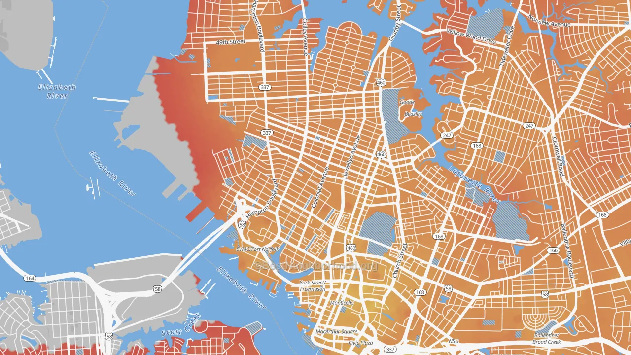 Transit Grade map of 23517, VA