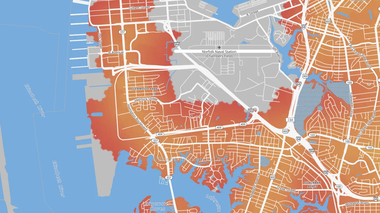 Transit Grade map of 23551, VA