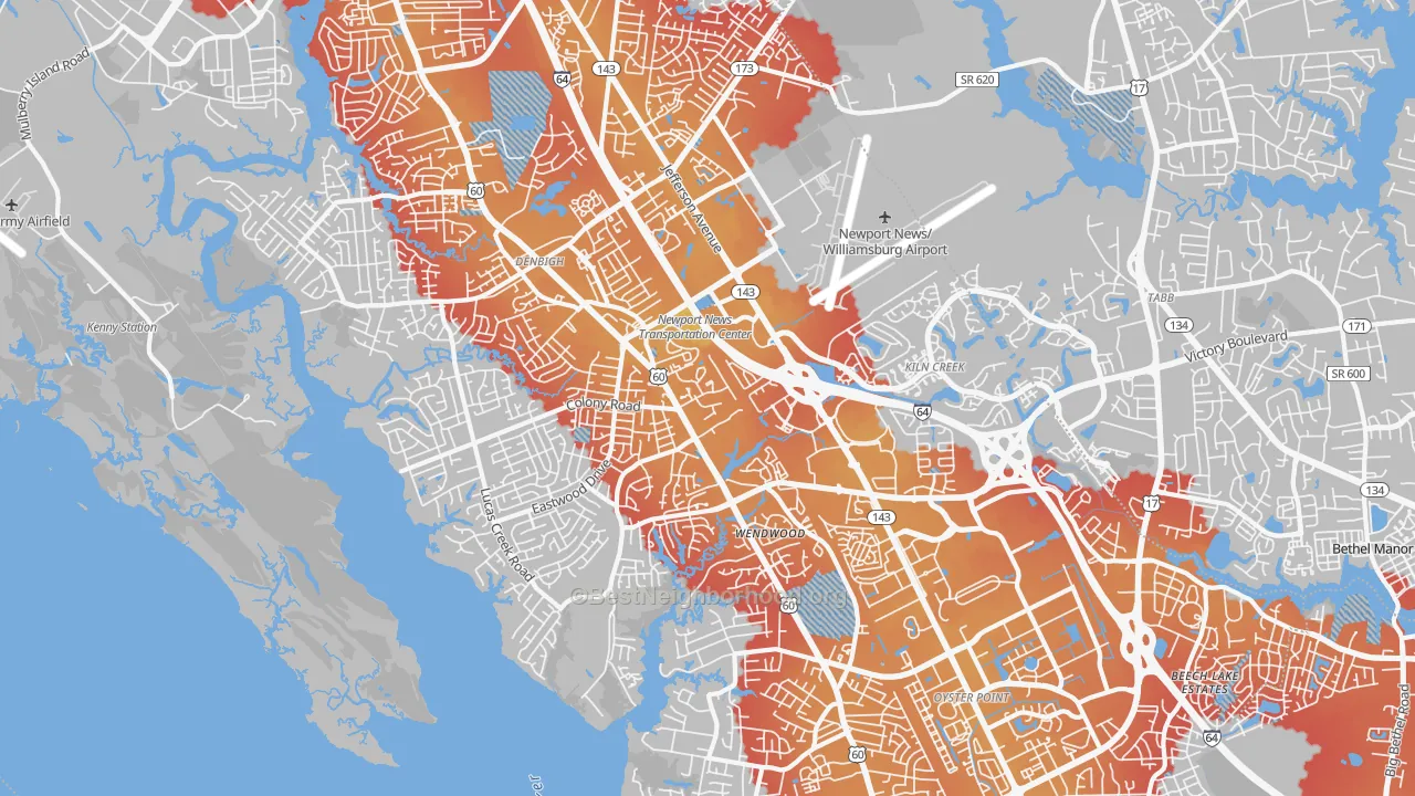 Transit Grade map of 23602, VA