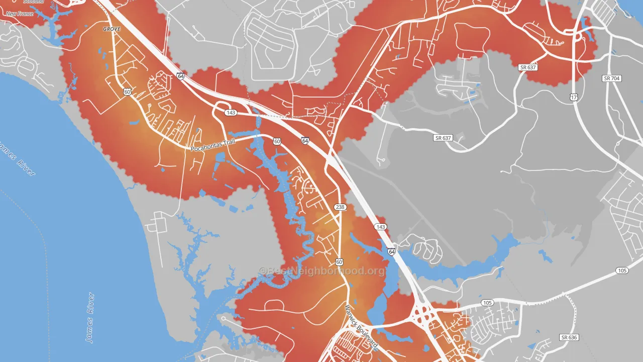 Transit Grade map of 23603, VA