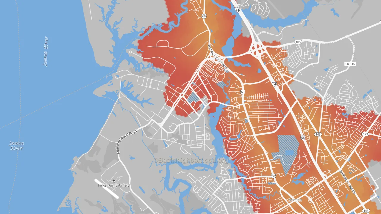 Transit Grade map of 23604, VA