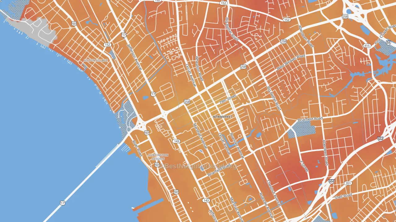 Transit Grade map of 23605, VA