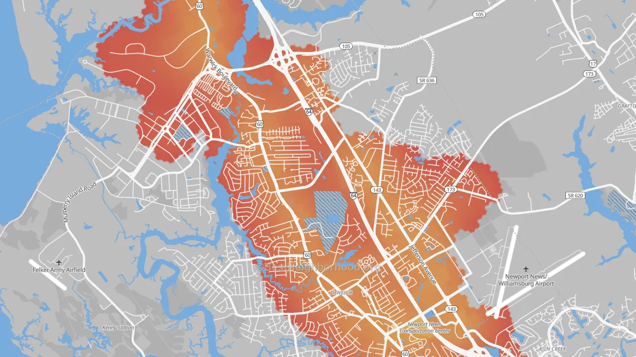 Transit Grade map of 23608, VA