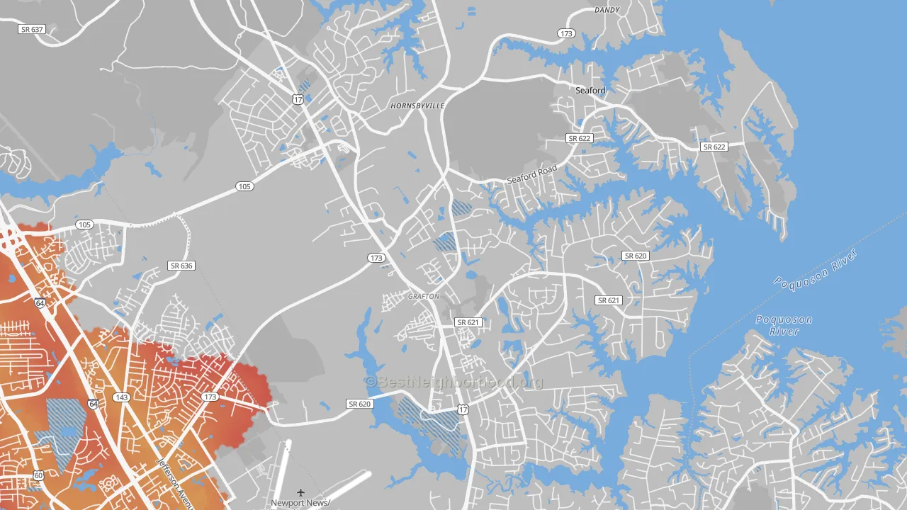 Transit Grade map of 23692, VA